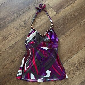 Guess Satin Chain Halter Top